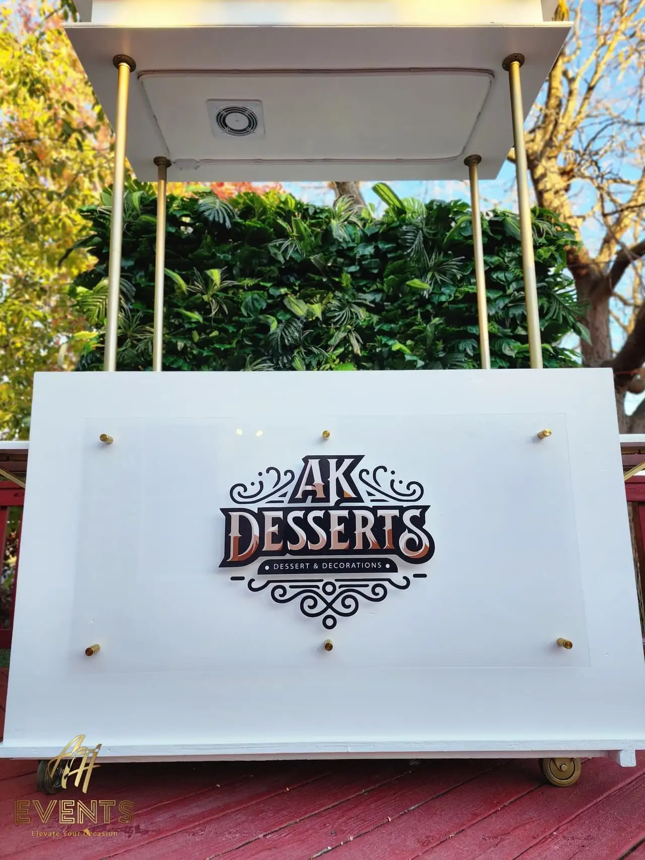 AK Desserts Cart — a custom branded cart built by AH Crafted.