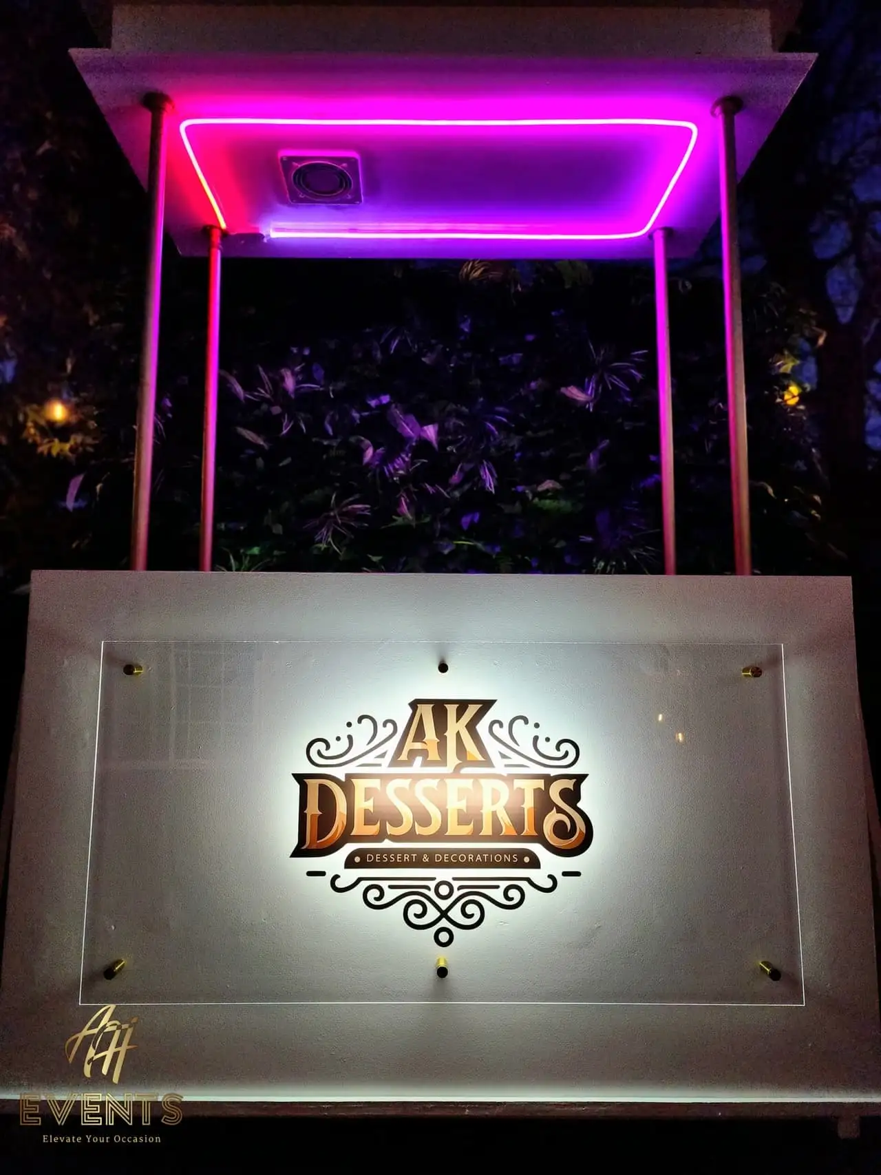 AK Desserts Cart — a custom branded cart built by AH Crafted.