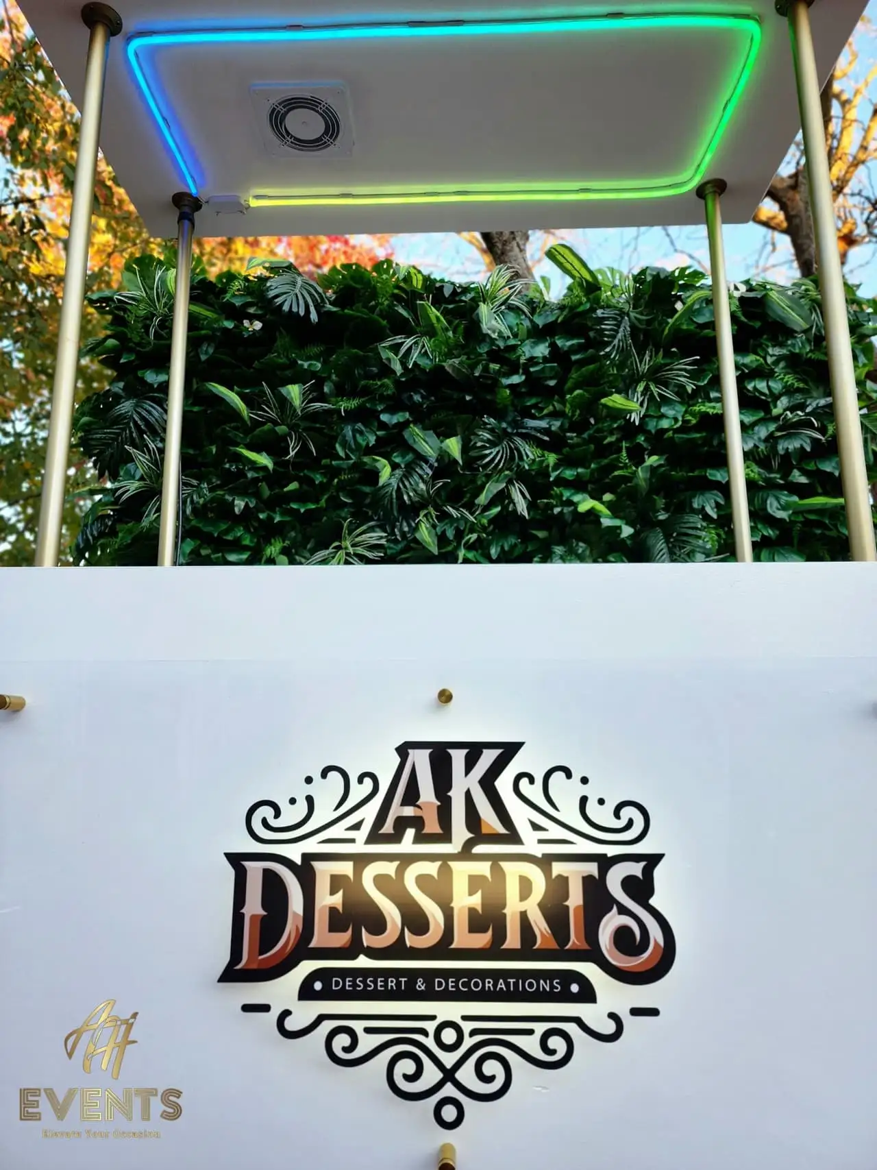 AK Desserts Cart — a custom branded cart built by AH Crafted.